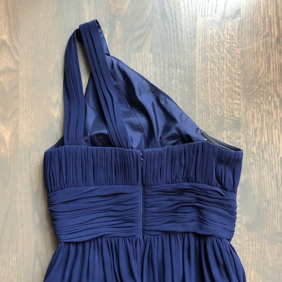 Donna Morgan Navy Chiffon One Shoulder Dress - Picture 10 of 11